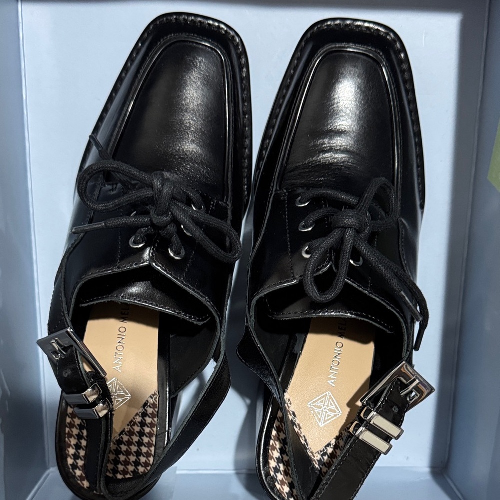 ANTONIO MELANI Black Patent Leather Oxfords